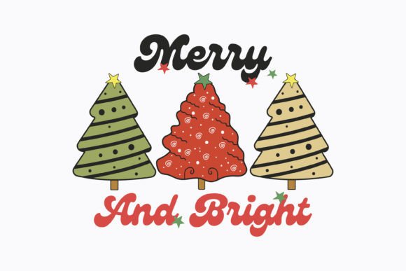 Christmas Merry and Bright Retro Svg