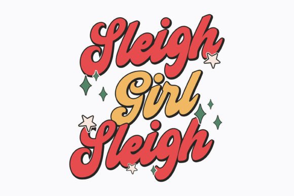 Christmas Sleigh Girl Sleigh Retro Svg