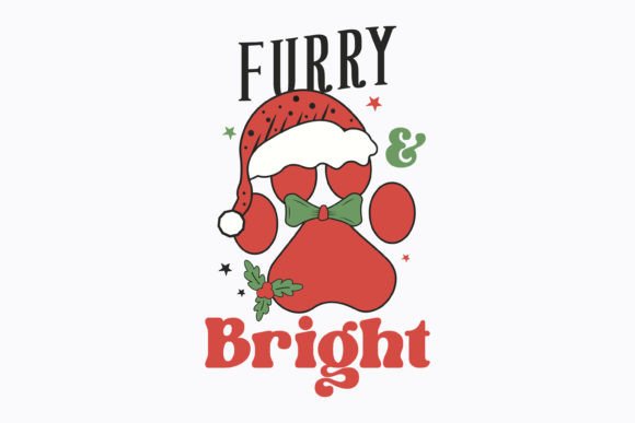 Retro Christmas Dog Furry and Bright Svg