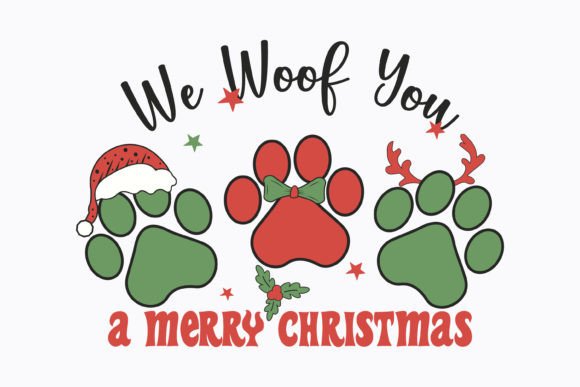 Retro Christmas Dog We Woof You a Merry