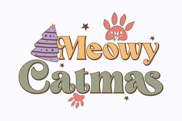 Retro Christmas Meowy Catmas Svg Cat